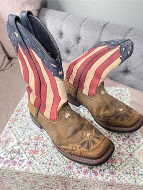 Laredo Red White Blue Patriotic Cowboy Boots